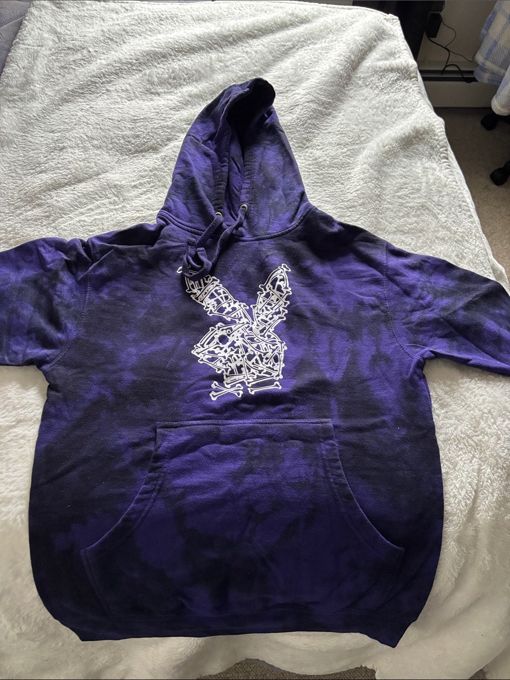 PLAYBOY Purple Tie-Dye Pullover Hoodie with Logo Sleeve